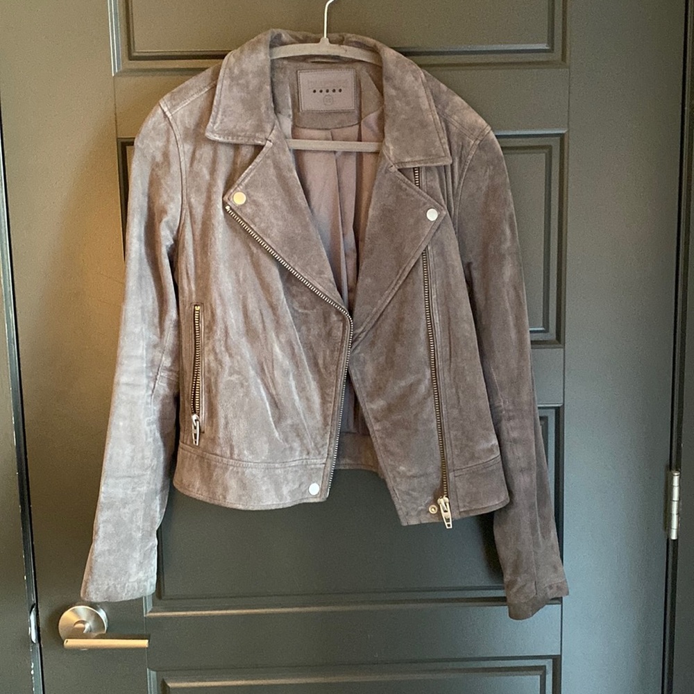 BLANKNYC Grey Suede Moto Jacket, Medium